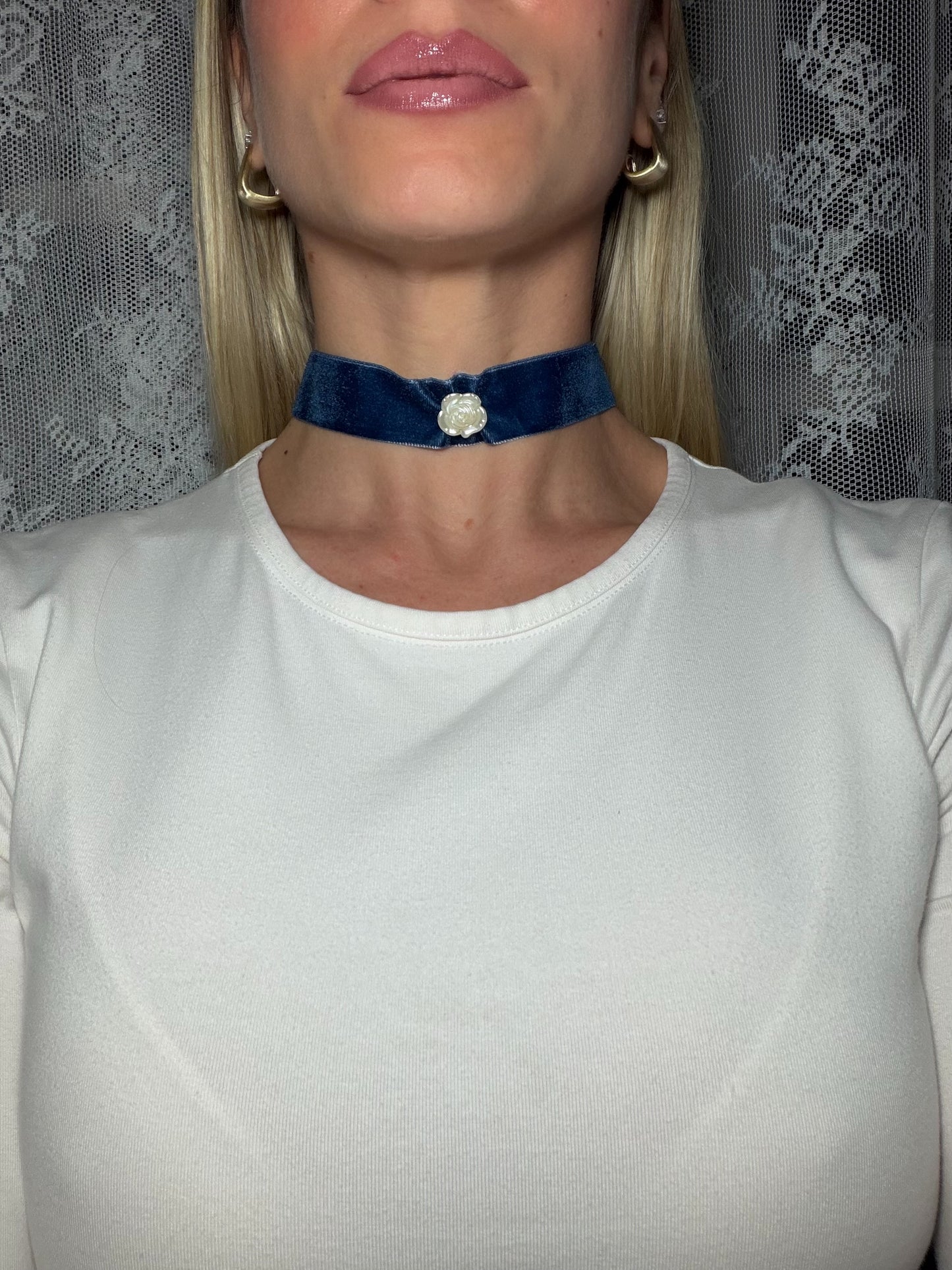 Choker Blu con fiore