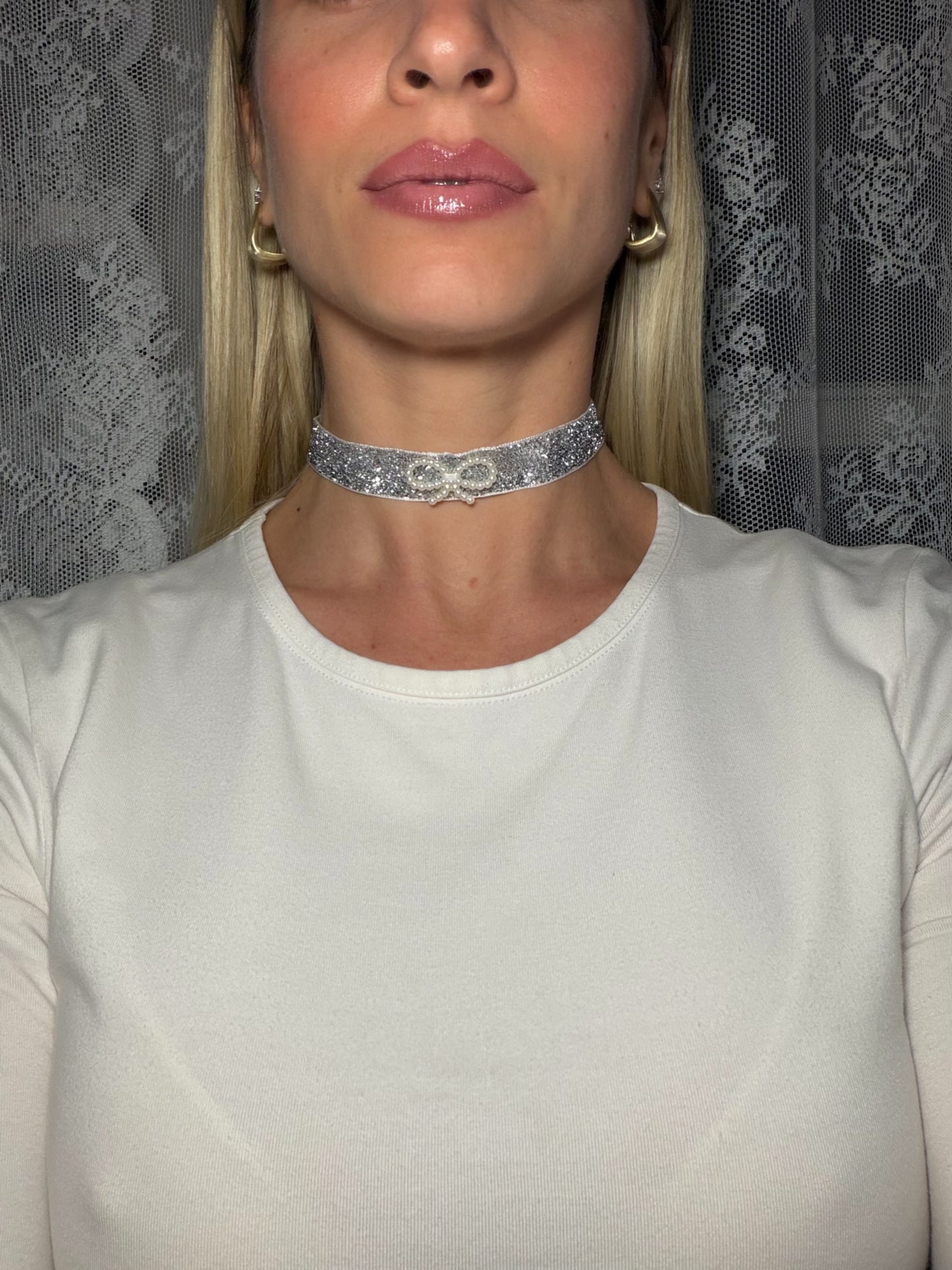Choker Argento con fiocco