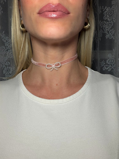 Choker Rosa con fiocco