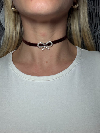 Choker Marrone con fiocco