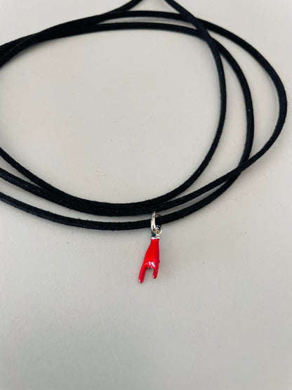 Choker black corna rosse