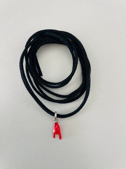 Choker black corna rosse