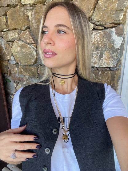 Choker Black maschera gold