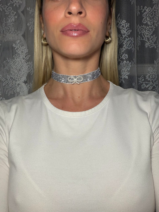 Choker Argento con fiocco