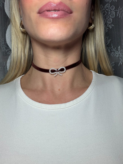 Choker Marrone con fiocco